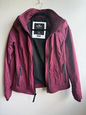 Hollister Burgundy Zip-Up Softshell Jacket